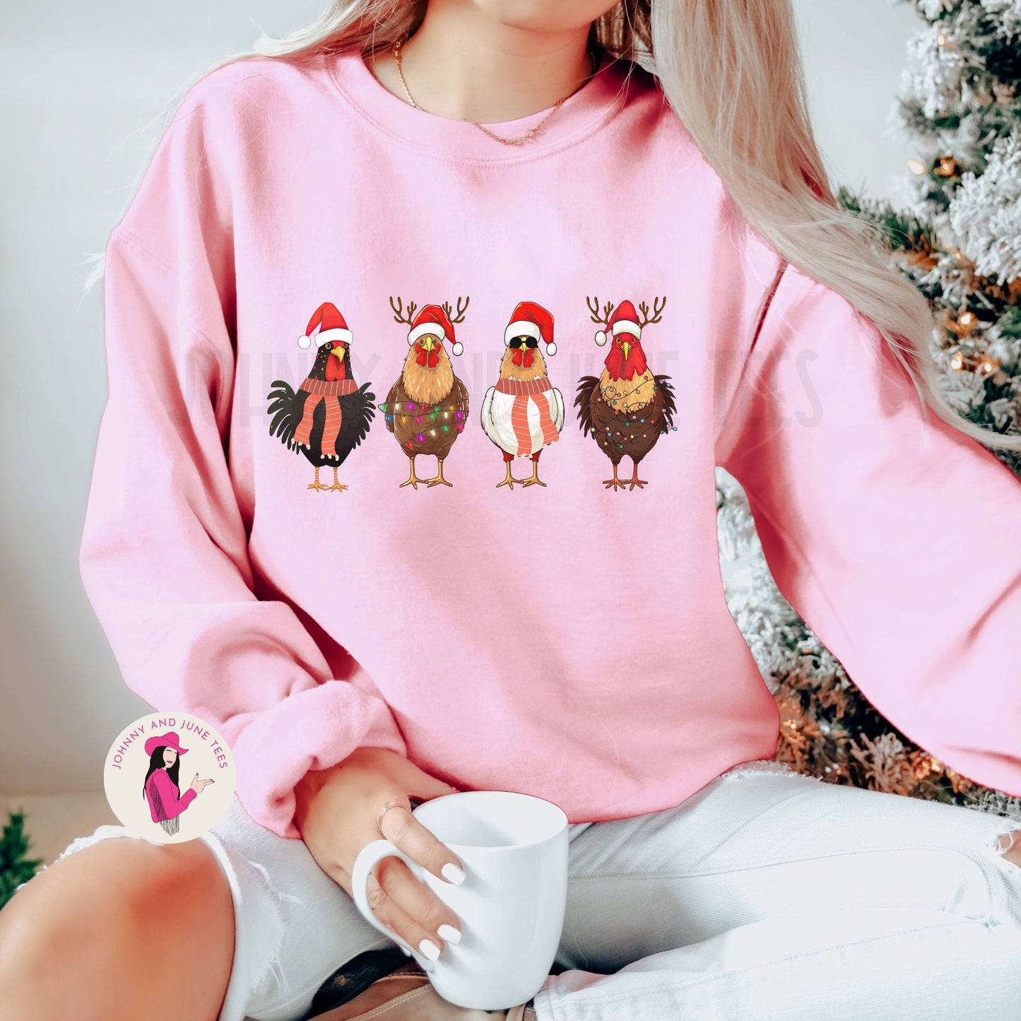 Country Christmas Chickens Sweatshirt