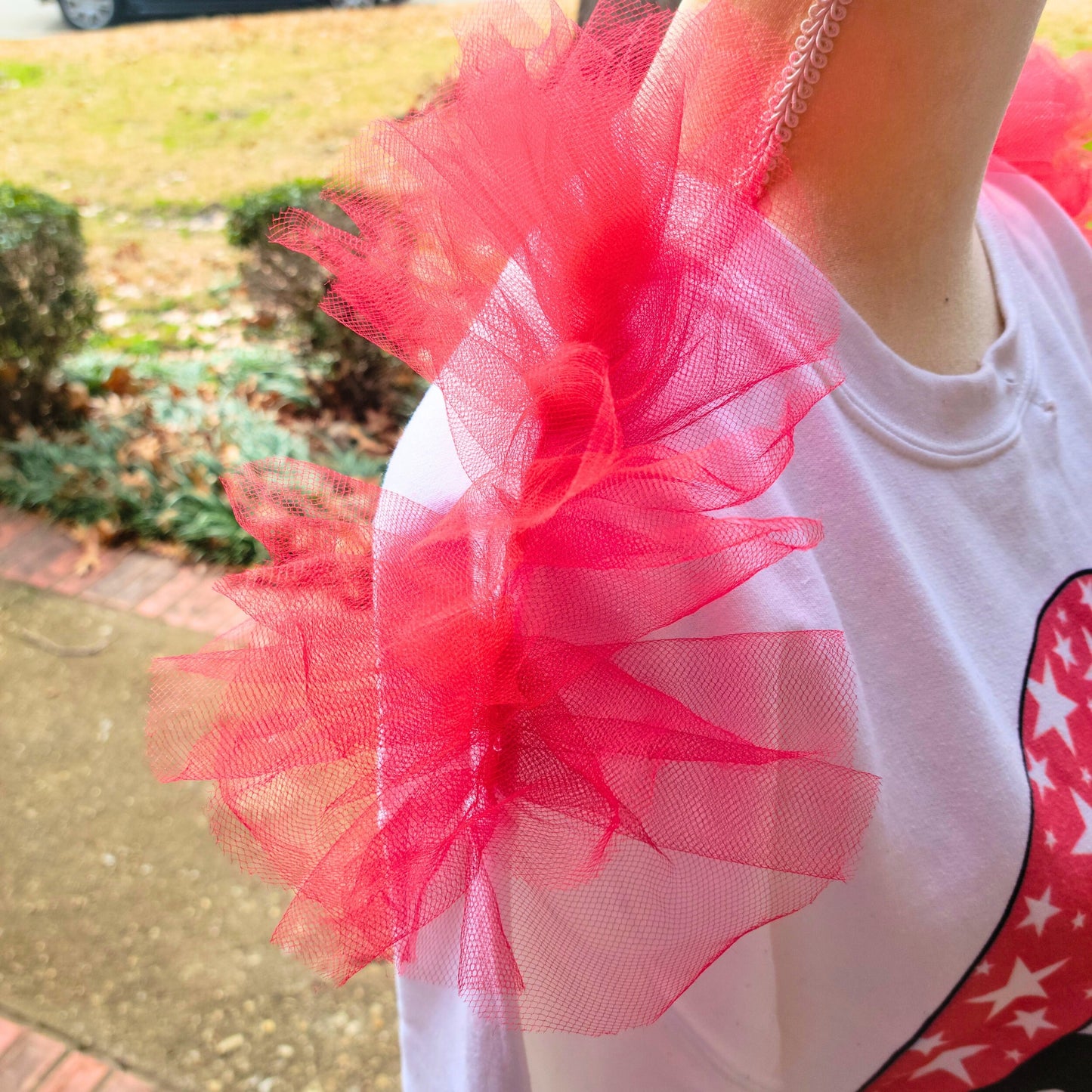 Tulle Sleeve ADD-ON | Ruffle Sleeve Shirt Gameday Custom Shirt Girly Tutu Graphic Tee Cropped Shirt