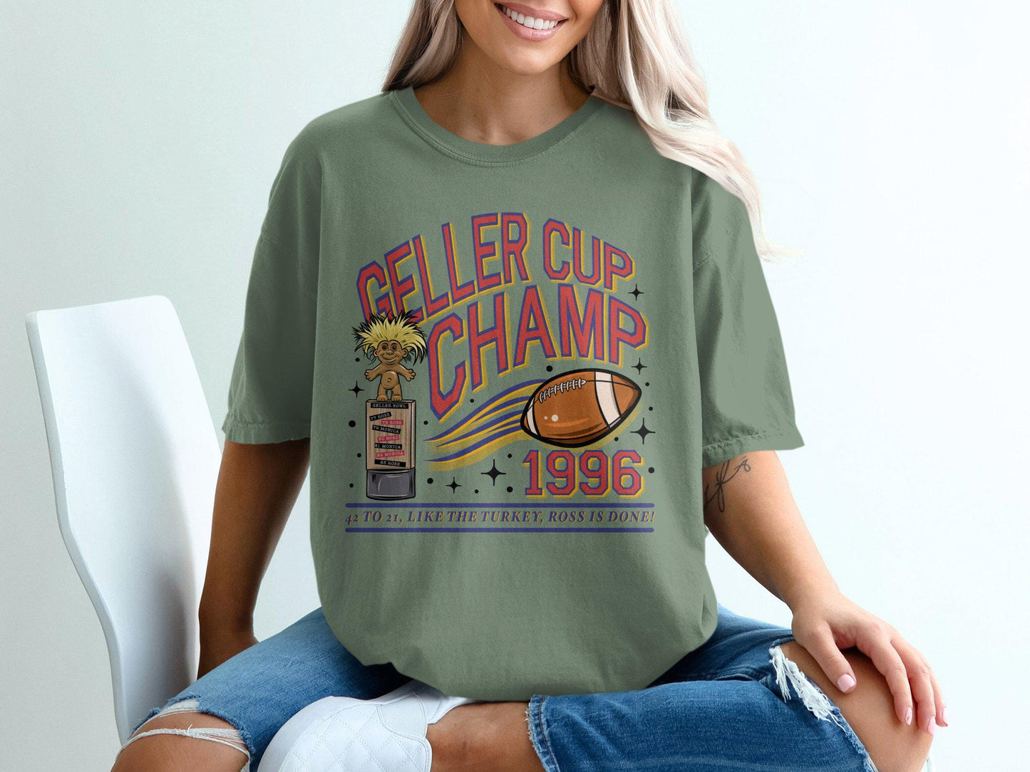 Geller Bowl Friendsgiving Sweatshirt Comfort Colors, Ross Rachel Monica Chandler Phoebe Sweatshirt, 42-21 Just like the turkey ross is done