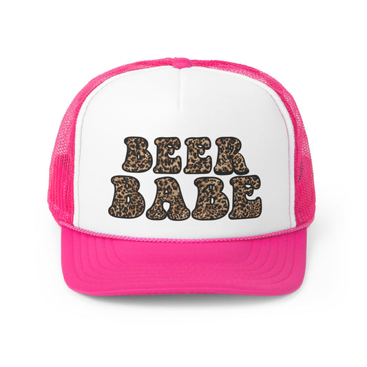 Beer Babe Leopard Retro Trucker Hat