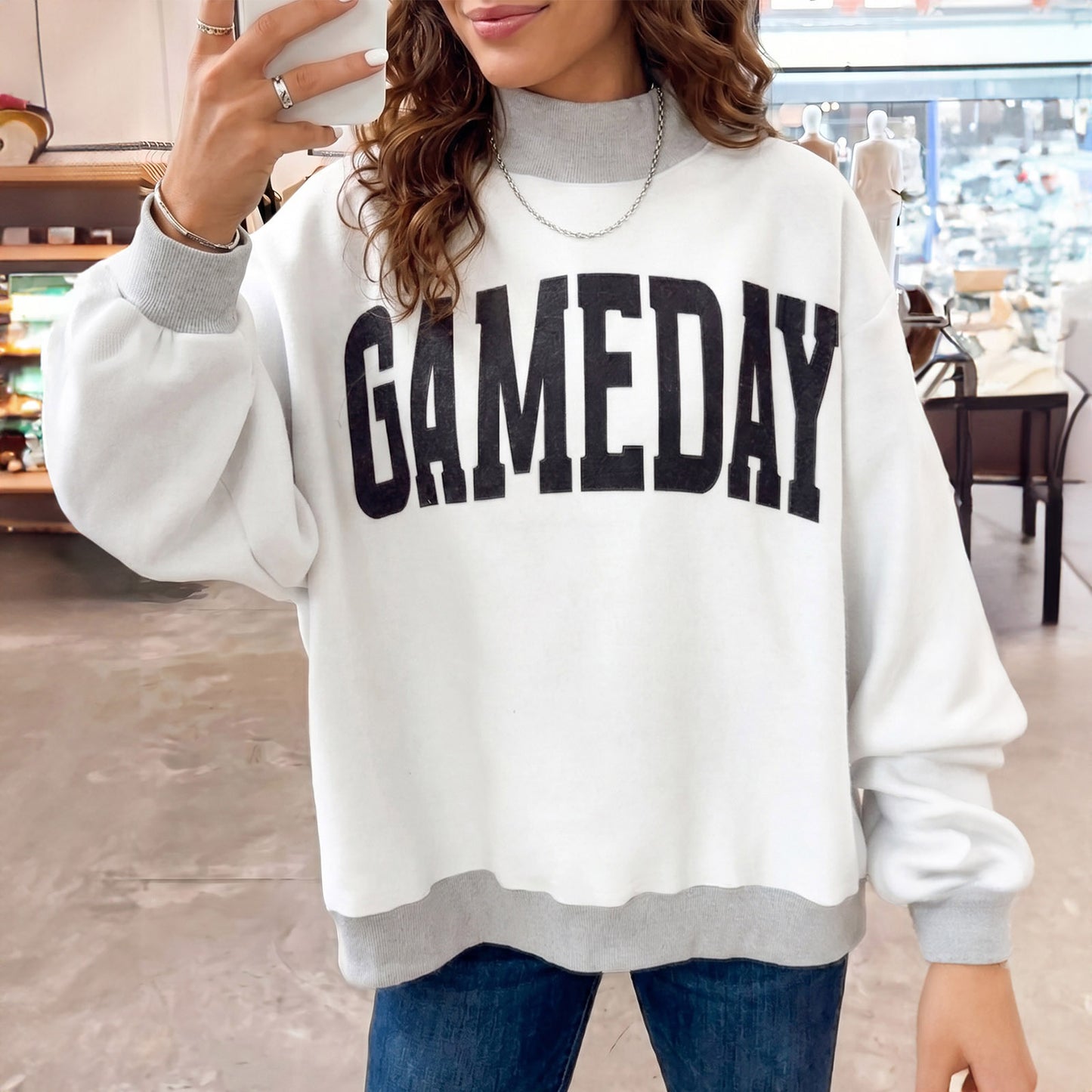 GAMEDAY/ FOOTBALL Double Side Printed Reversible Sweatshirt