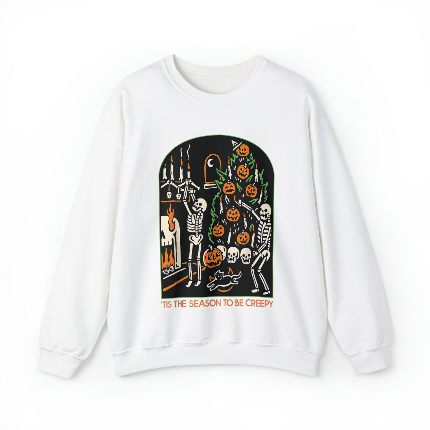 Tis The Season To Be Creepy Halloween Christmas Skeleton Sweatshirt