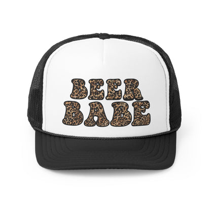 Beer Babe Leopard Retro Trucker Hat