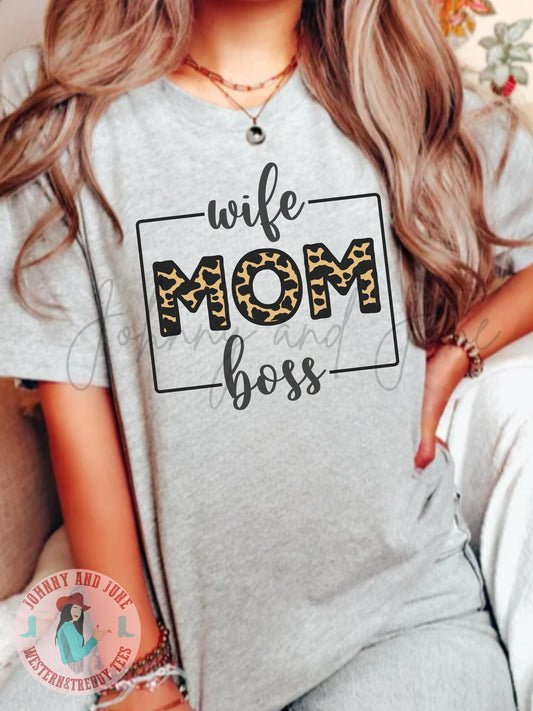 Wife Mom Boss Leopard Print Shirt
