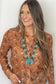 Western Huge Double-Strand Faux Turquoise Squash Blossom Statement Necklace — 32 Inch