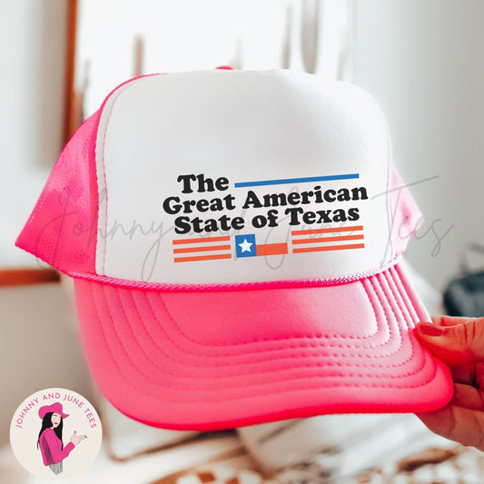 The Great American State Of Texas Retro Trucker Cap, Retro Texas Trucker Hat