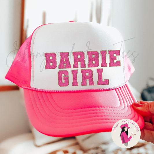 Barbie Girl Faux Chenille Letters Trucker Hat