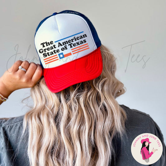 The Great American State Of Texas Retro Trucker Cap, Retro Texas Trucker Hat