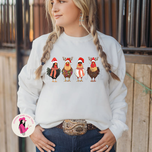 Country Christmas Chickens Sweatshirt