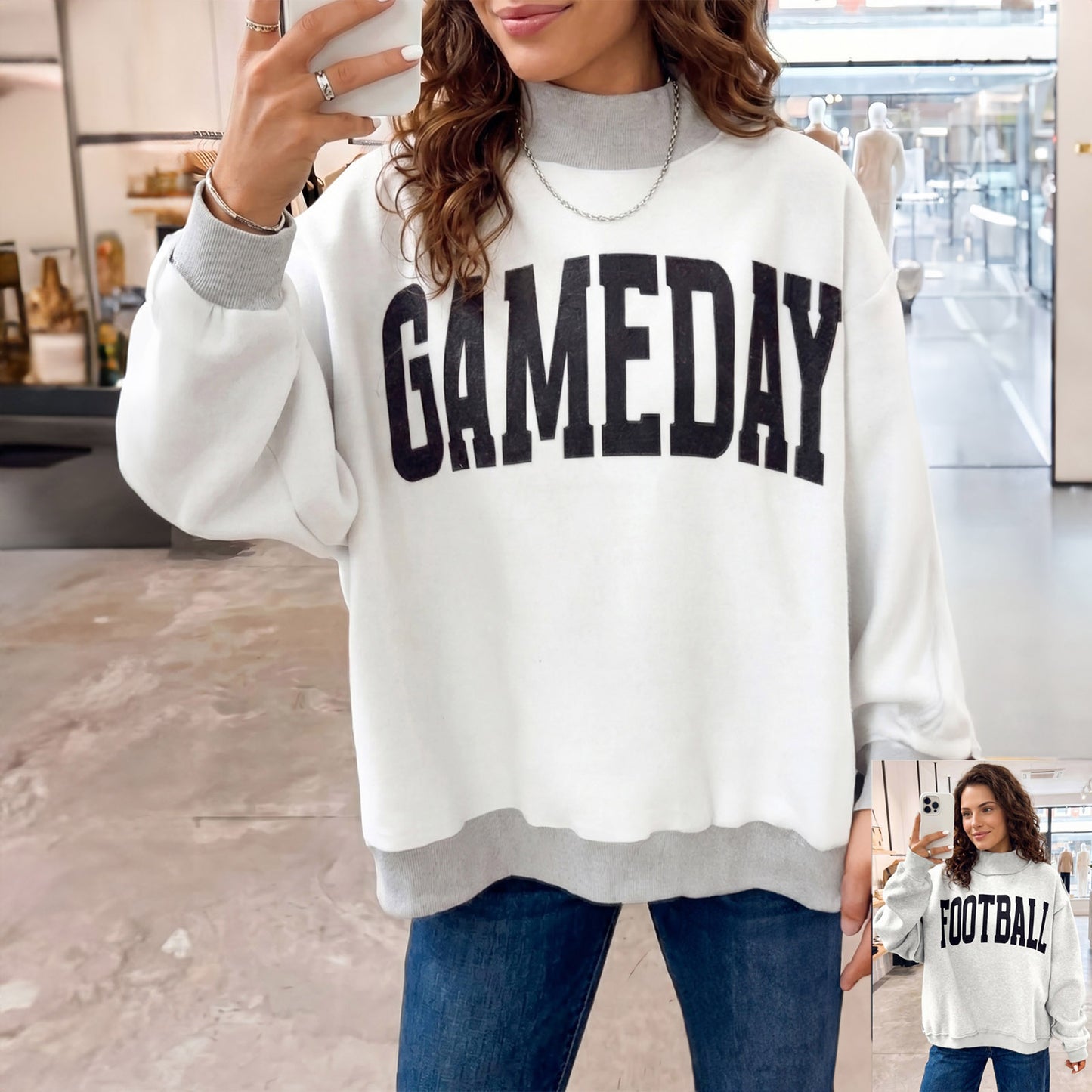 GAMEDAY/ FOOTBALL Double Side Printed Reversible Sweatshirt