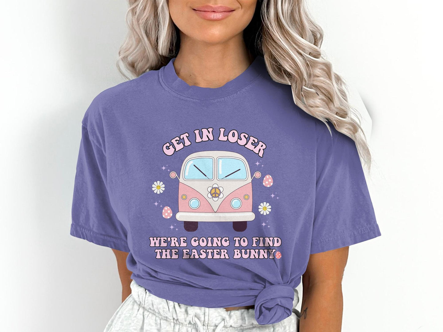 Get In Loser We're Going To Find The Easter Bunny, Comfort Colors Easter Shirt, Mean Girls Retro Easter Shirt, Oversized Groovy Easter Shirt