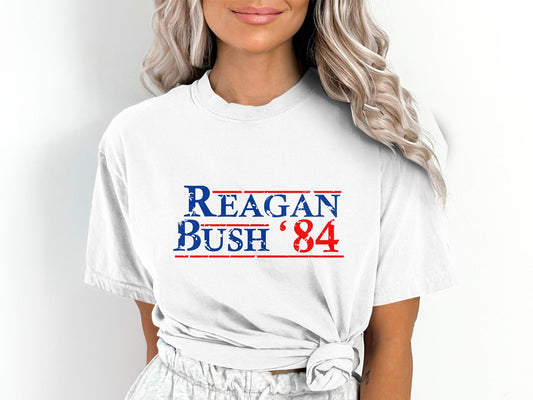 Vintage Reagan Bush 84 Comfort Colors Shirt, Campaign Conservative Republican Gift Raised Right GOP Political Sweatshirt Pro Trump,Plus Size