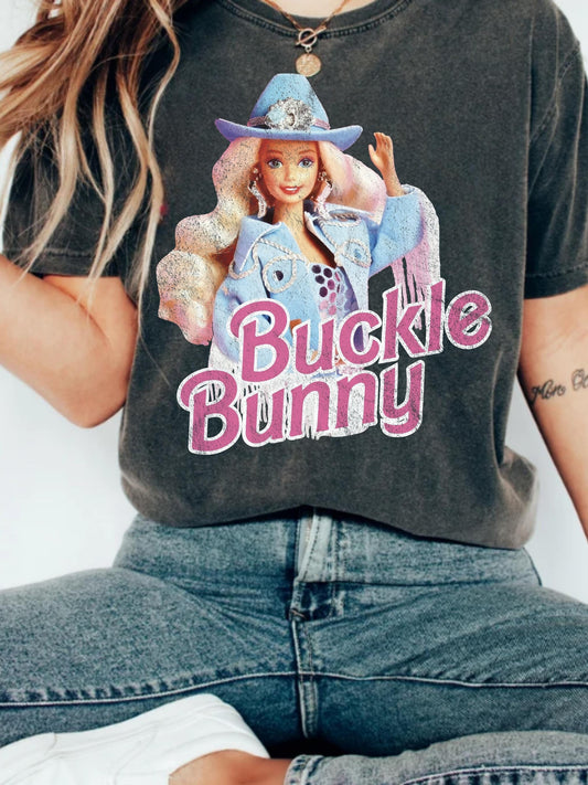 Buckle Bunny Western Distressed Comfort Colors Shirt, Cowgirl Comfort Colors , Oversized Western Shirt, Western Rodeo Shirt, Gone Country