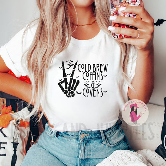 Coldbrew Coffins And Covens Halloween Shirt