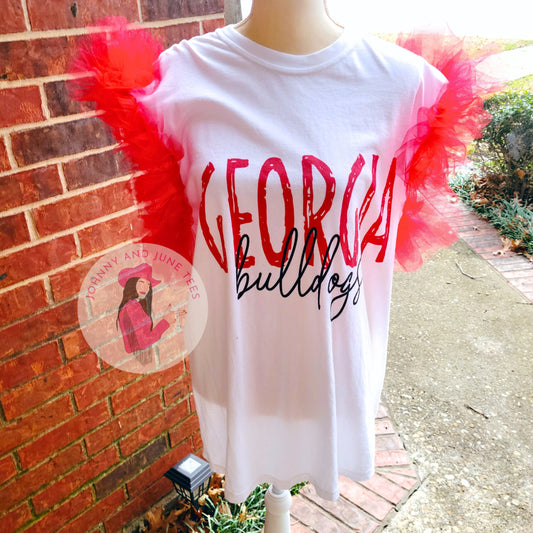 Tulle Sleeve ADD-ON | Ruffle Sleeve Shirt Gameday Custom Shirt Girly Tutu Graphic Tee Cropped Shirt