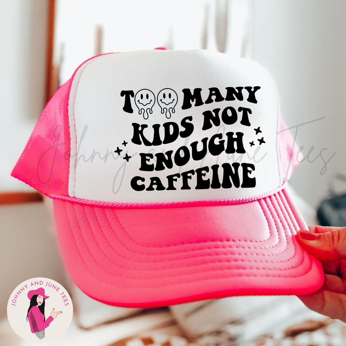 Too Many Kids Not Enough Caffeine Retro Trucker Cap, Funny Mom Trucker Hat, Teacher Hat