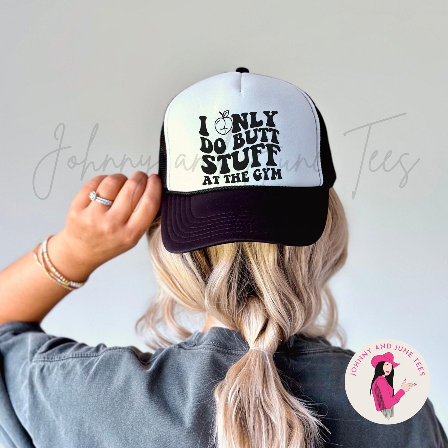 I Only Do Butt Stuff At The Gym Trucker Hat, Retro Trucker Cap, Gym Hat, Squat Booty