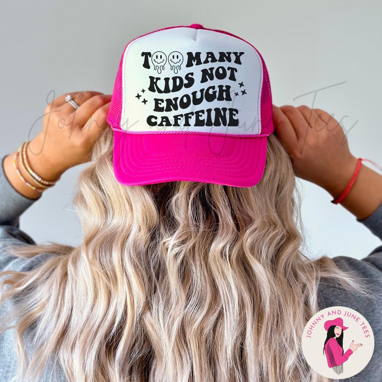 Too Many Kids Not Enough Caffeine Retro Trucker Cap, Funny Mom Trucker Hat, Teacher Hat