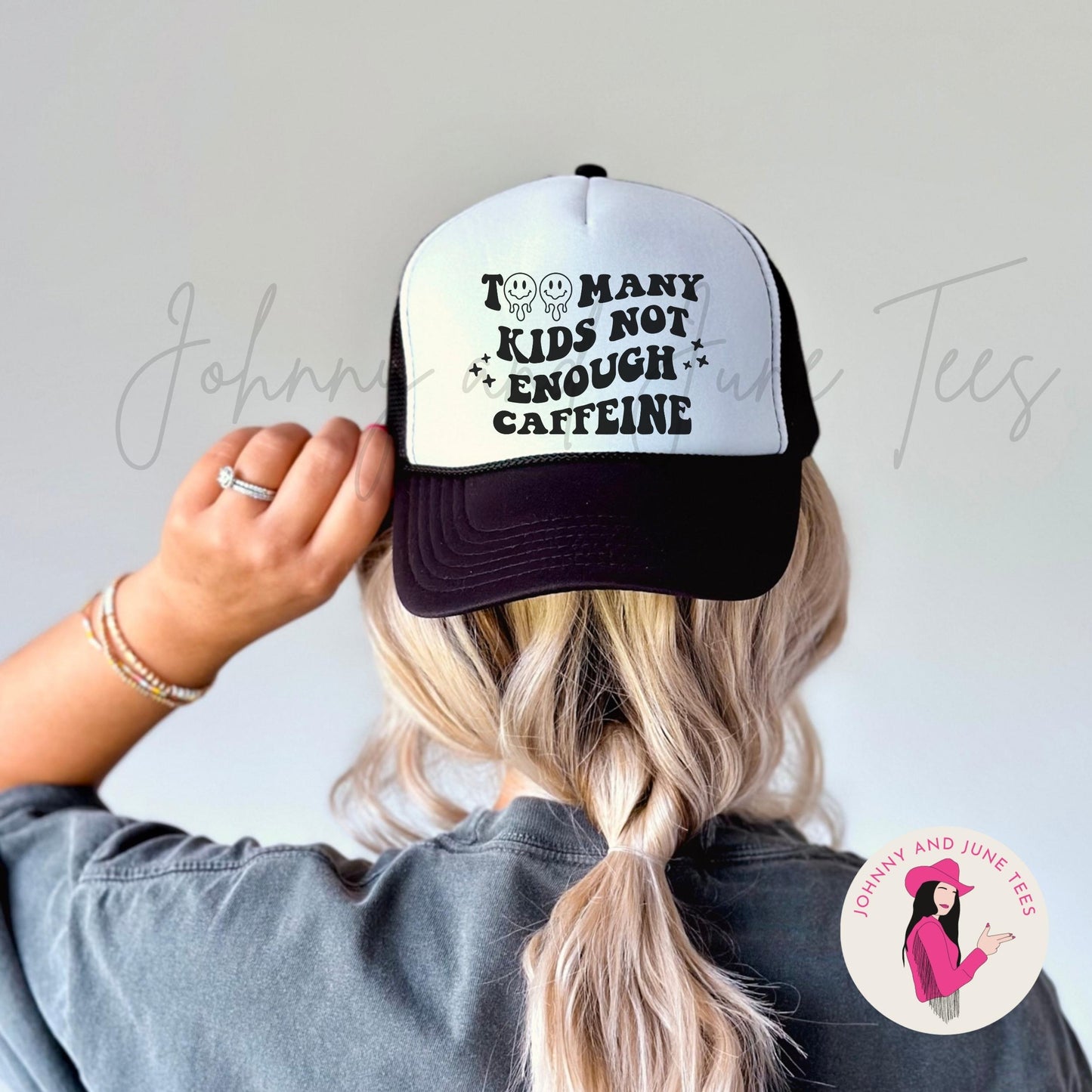 Too Many Kids Not Enough Caffeine Retro Trucker Cap, Funny Mom Trucker Hat, Teacher Hat