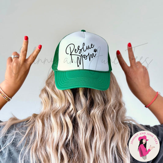 Rescue Mom Retro Trucker Cap, Dog Mom Trucker Hat, Dog Mom