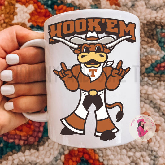 Texas Gift, Texas Coffee Mug, Hook Em Texas Football Mug, Austin Texas Gift