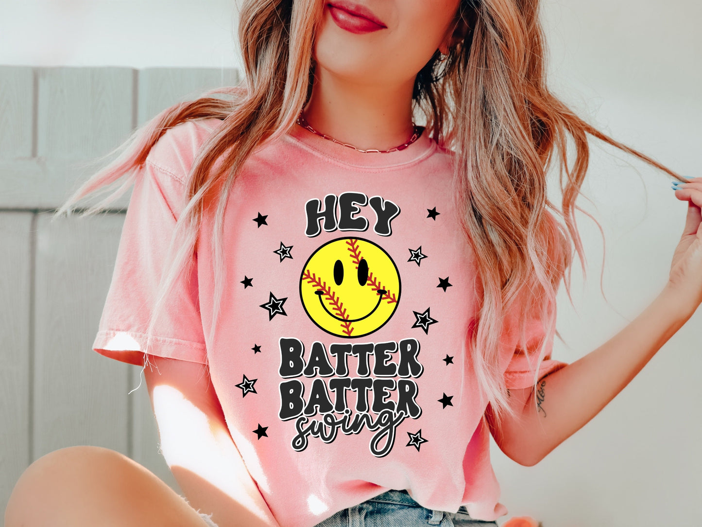Hey Batter Batter Swing Comfort Colors Softball Shirt