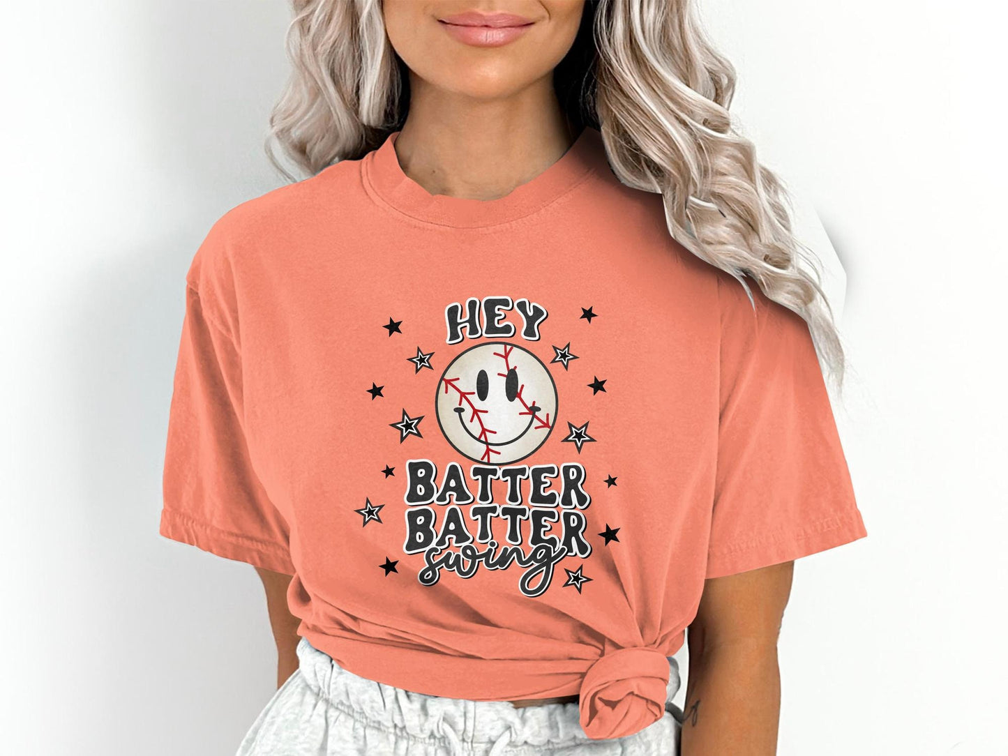 Hey Batter Batter Swing Comfort Colors Softball Shirt